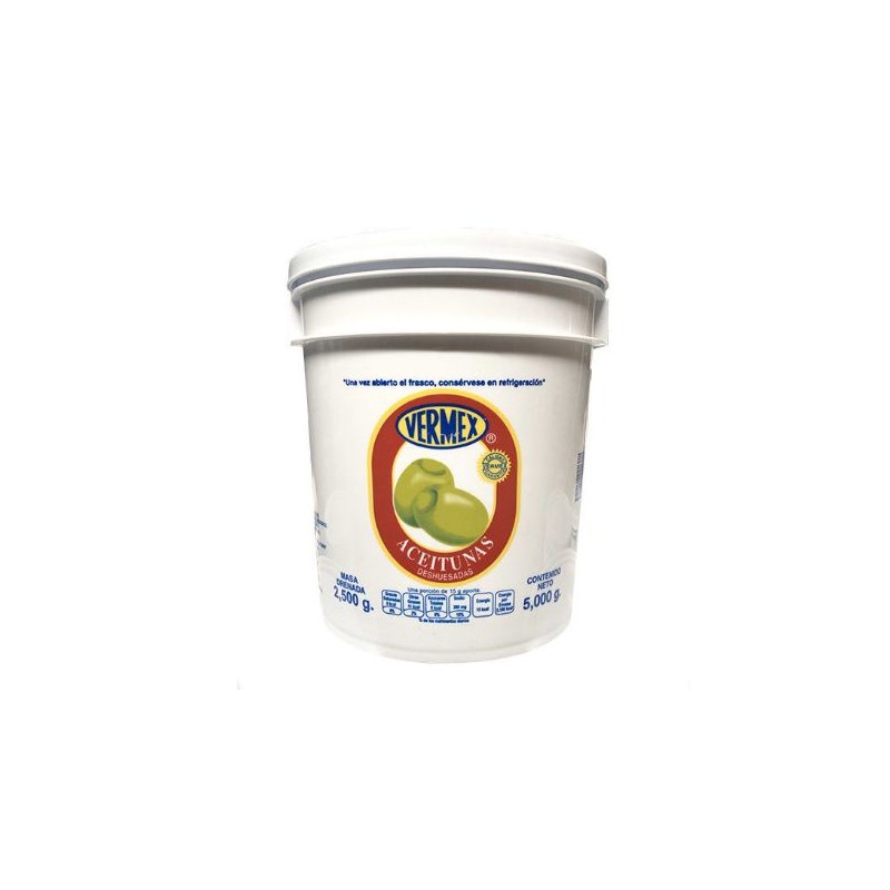 Aceituna verde deshuesada Vermex Cubeta de 5 Kg