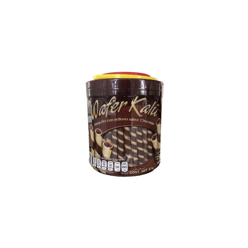 Galleta barquillo de chocolate Wafer Rolls Bote de 975 g (IEPS inc.)