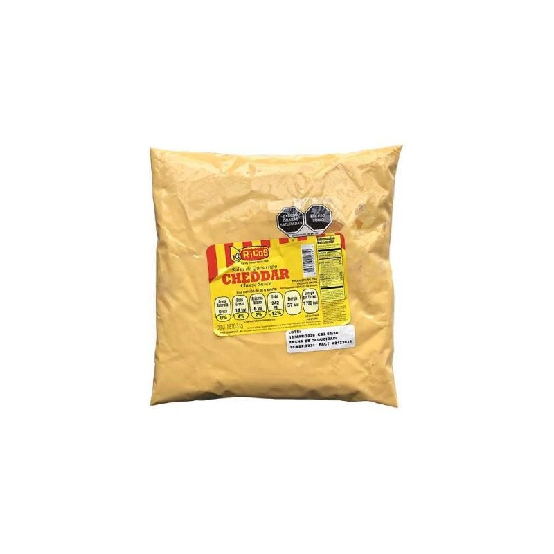 Salsa de Queso Cheddar Ricos 4 bolsas de 4 kg