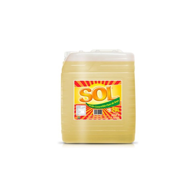 Aceite puro de soya Sol 20 L Bidon Naranja