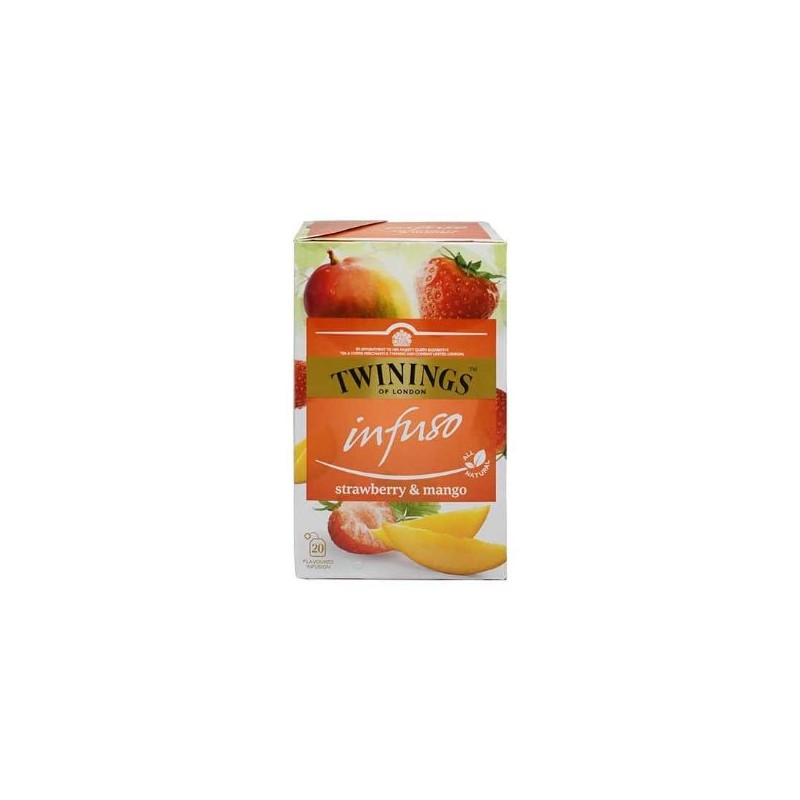 Te Negro Fresa Mango Infuso Twinings paquete 20 sobres
