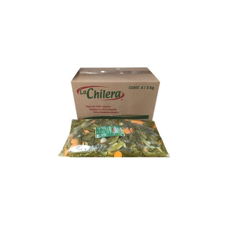 Chiles Jalapeños Rajas La Chilera 4 Volpack de 3 Kg