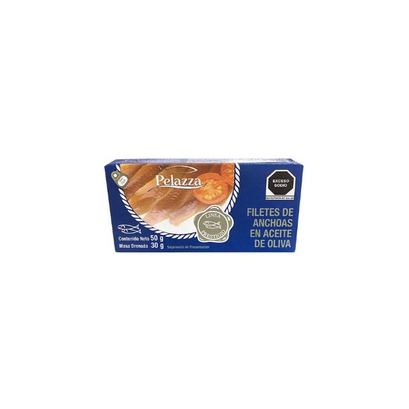 Filete de Anchoas Pelazza 50 g en aceite de Oliva Azul Caja
