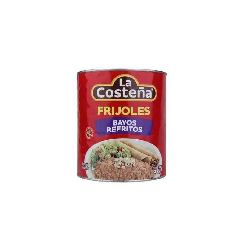 Frijoles bayos refritos La Costeña 6 latas de 3 kg